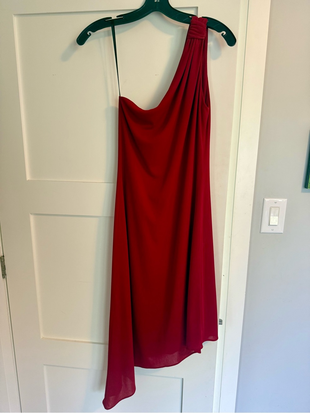 One-Shoulder Asymmetrical Hem Red Evening Dress